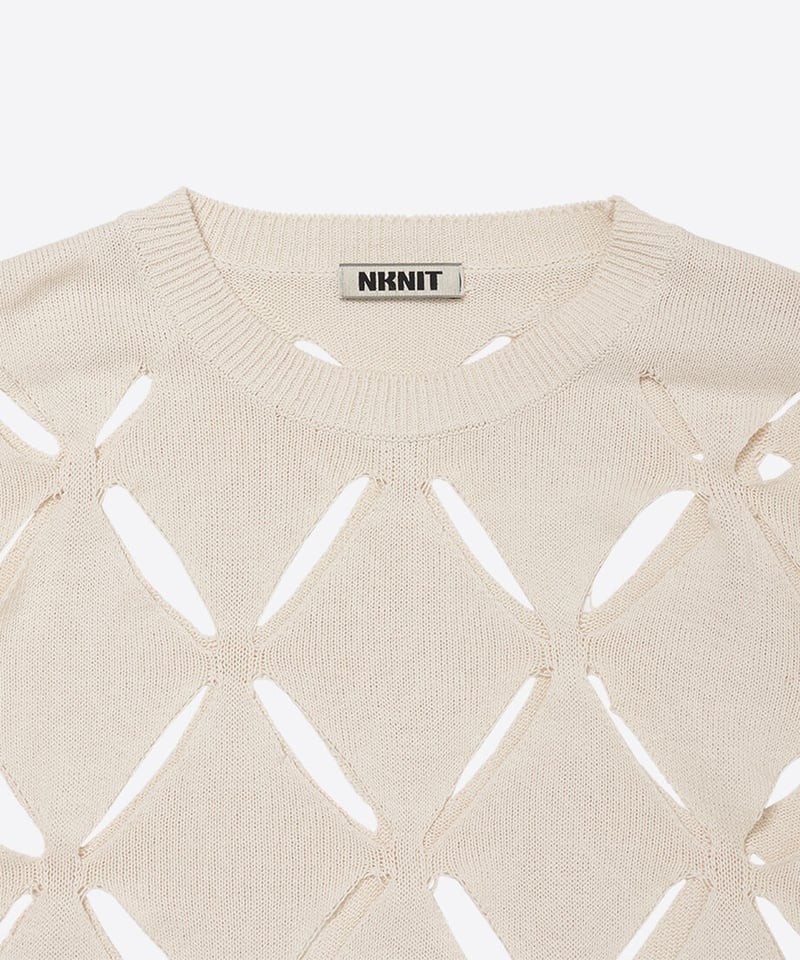 pattern slit knit T-shirt | NKNIT