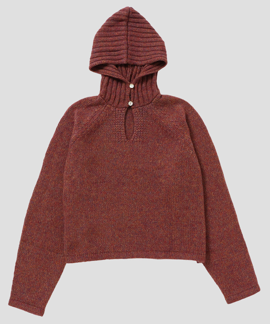 ＊素材AcNKNIT ンニット camel mix hooded KNIT イエロー