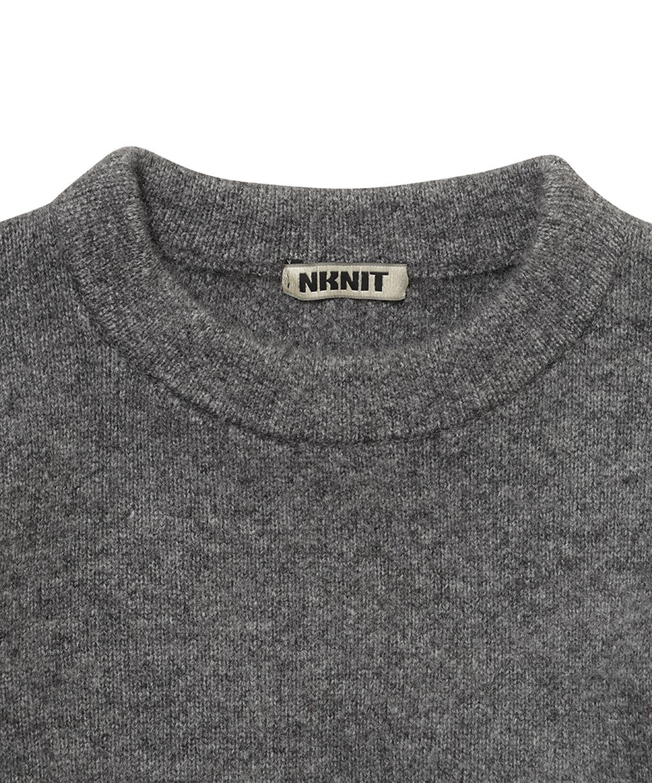 NKNIT ♡pattern KNIT  GRAY/NAVY グレー ハート5%Wool