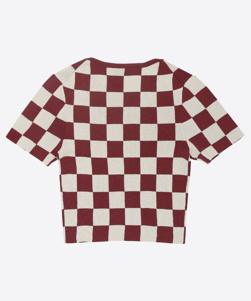 paper mix pattern knit T-shirt mini check | NKNIT