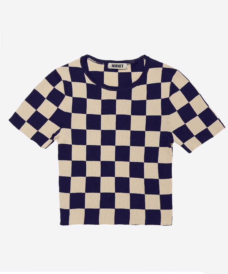 paper mix pattern knit T-shirt♡