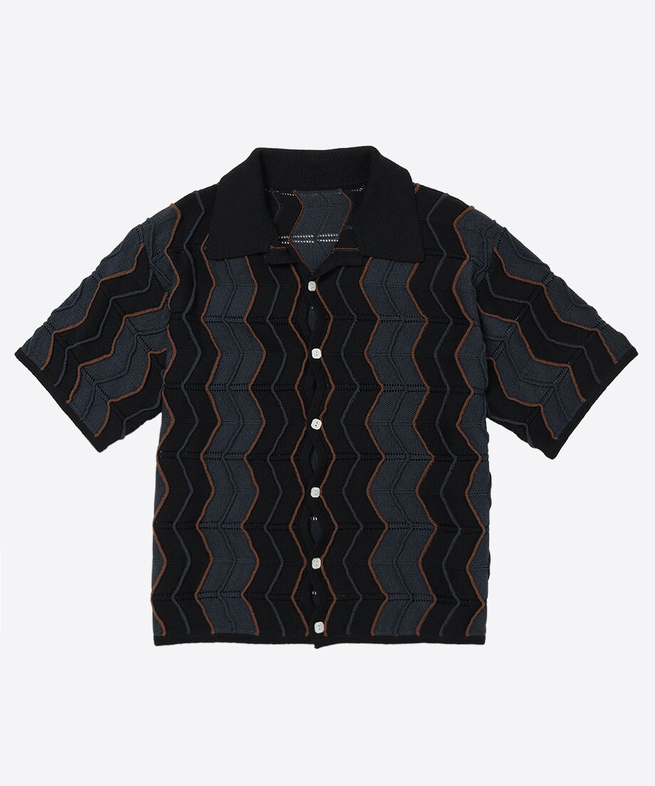 wave pattern knit shirt | NKNIT