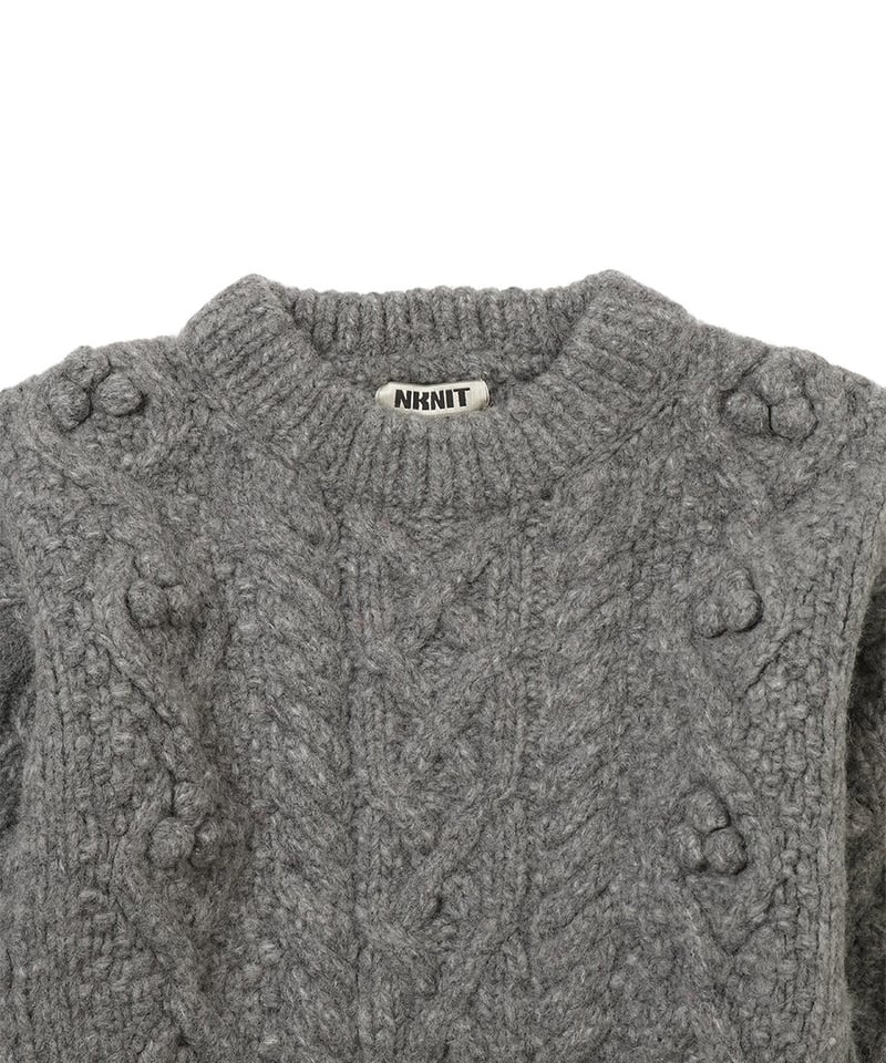 NKNIT bubble cable hand KNIT NKNIT bubble cable hand KNIT gray サイズ②