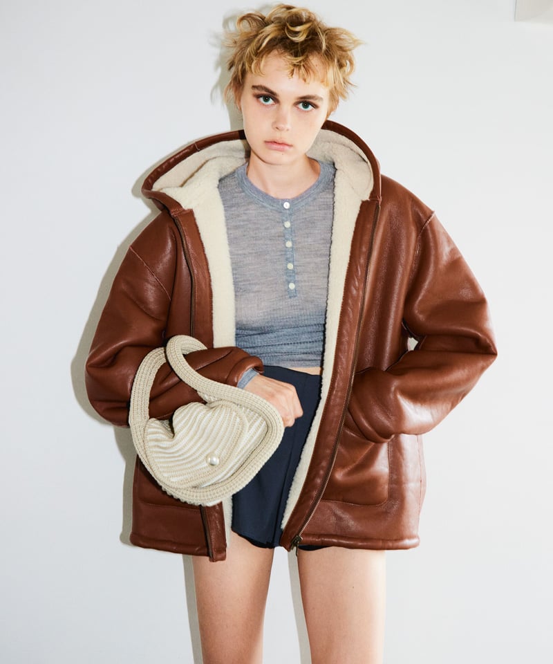vegan mouton hooded zip jacket | NKNIT vegan mouton hooded zip jacket | NKNIT