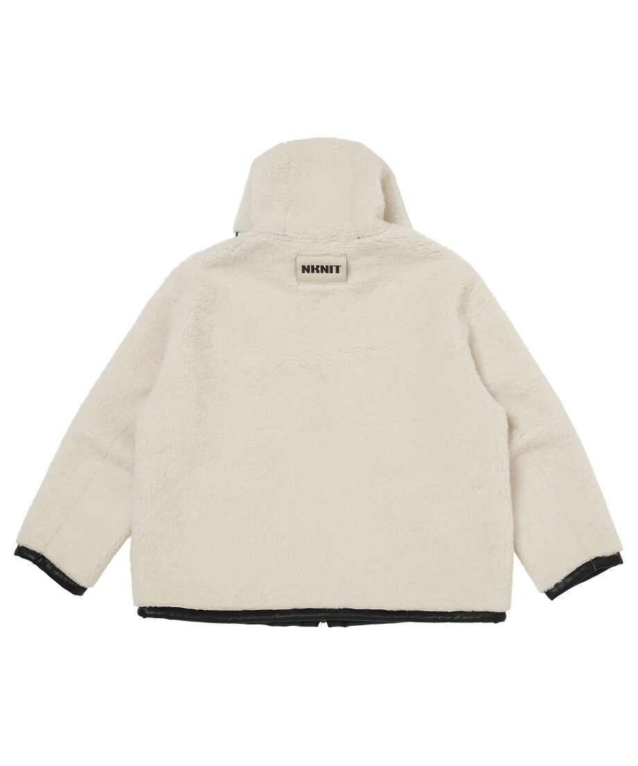 vegan mouton hooded zip jacket | NKNIT vegan mouton hooded zip jacket | NKNIT