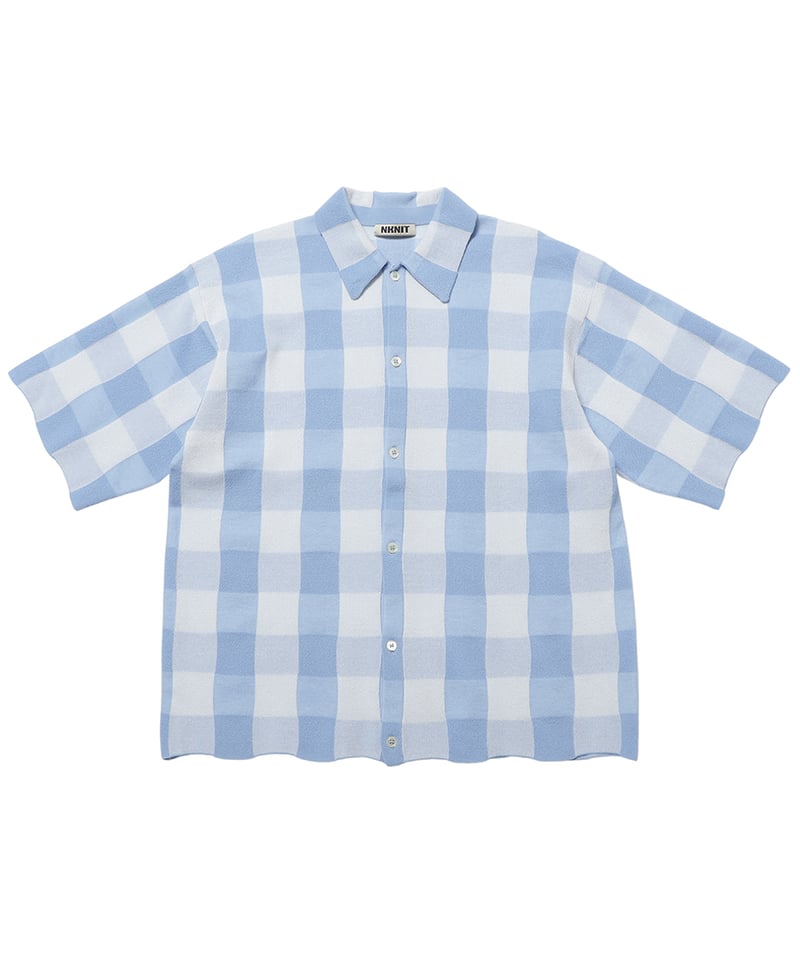 nknitンニット check pattern knit shirt 半袖 nknitンニット check pattern knit shirt 半袖 - メルカリ