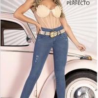 ハイウエスト　ダメージジーンズ　Colombian Jeans