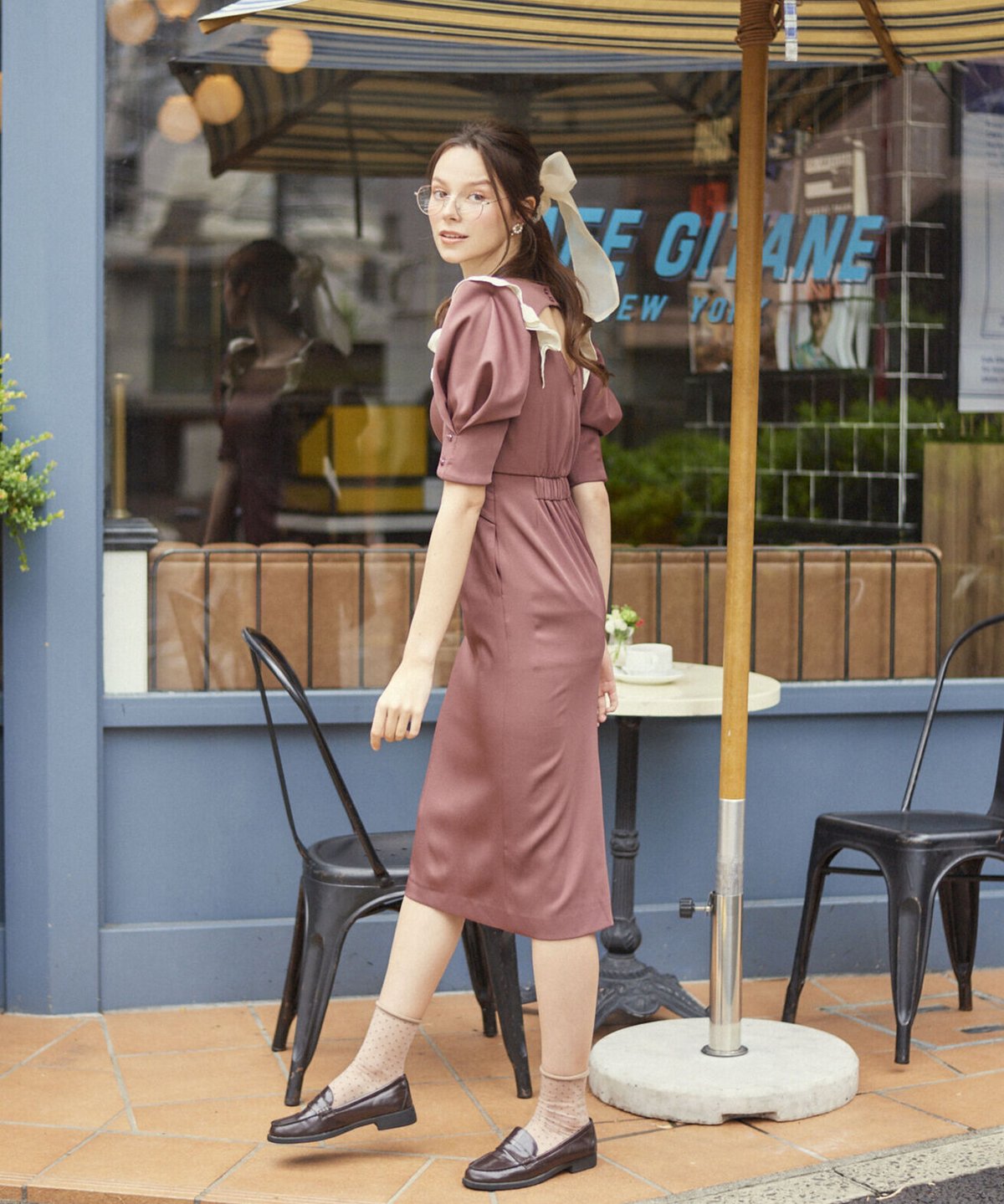 在庫販売】 BACK SHAN FRILL ONEPIECE (WINE RED) |