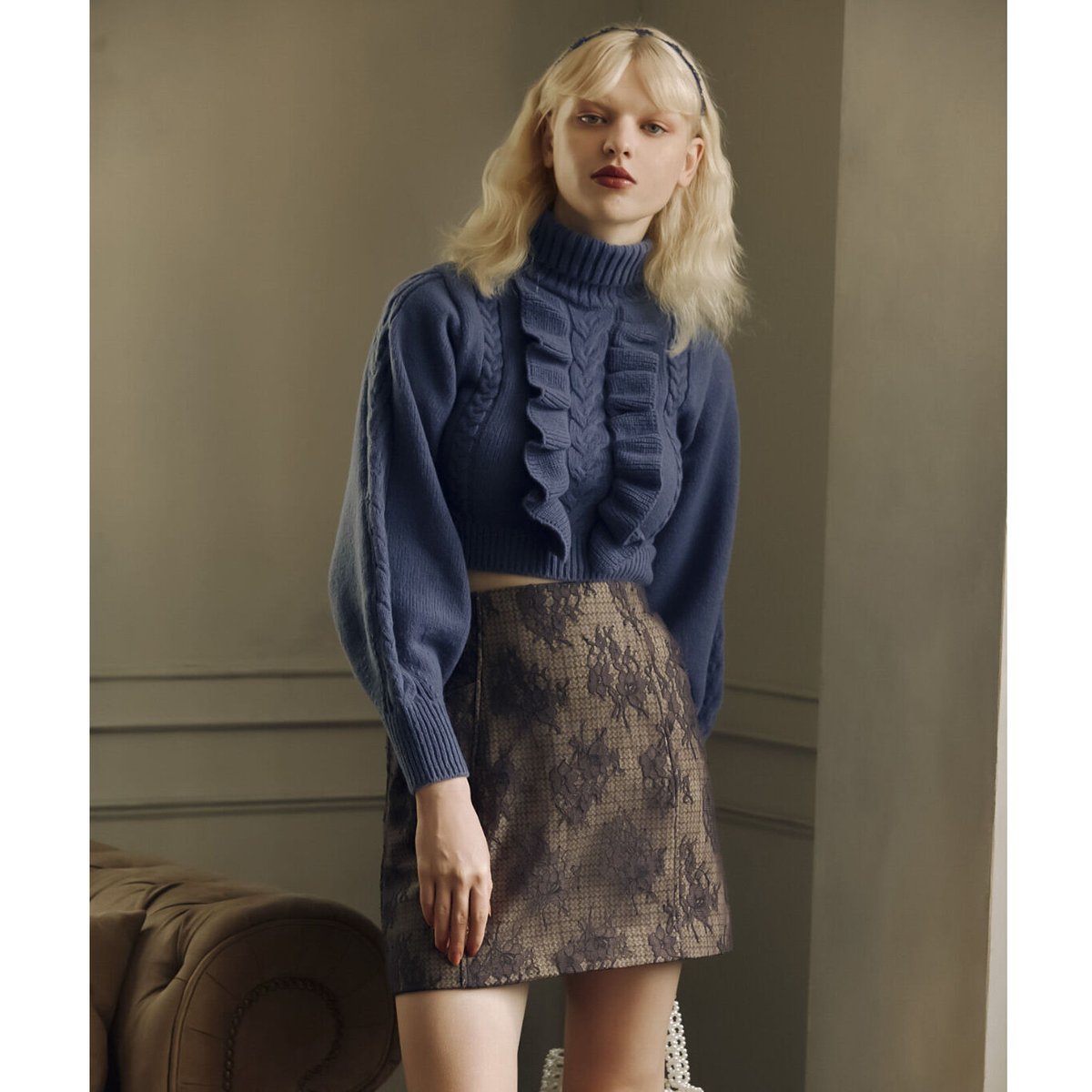 2022.11.26(sat)20:00〜在庫販売】Cable frill Knit top...