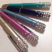 伸縮油性ボールペンミニ 　スワロフスキーデコ付