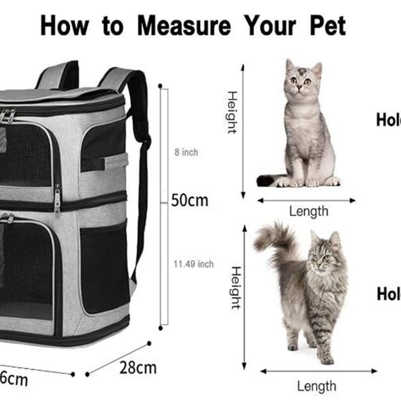 ペットキャリー バッグ リュック 2段式 小型犬 猫 2匹 耐荷重8.5kg ...