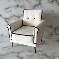 【展示品SALE】29㎝ドール用　シングルソファ　オフホワイトツイード×ブラックエッジ