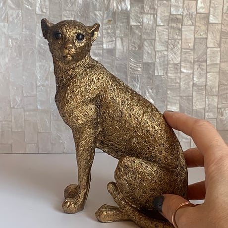 チーター　オブジェ　くすみゴールド