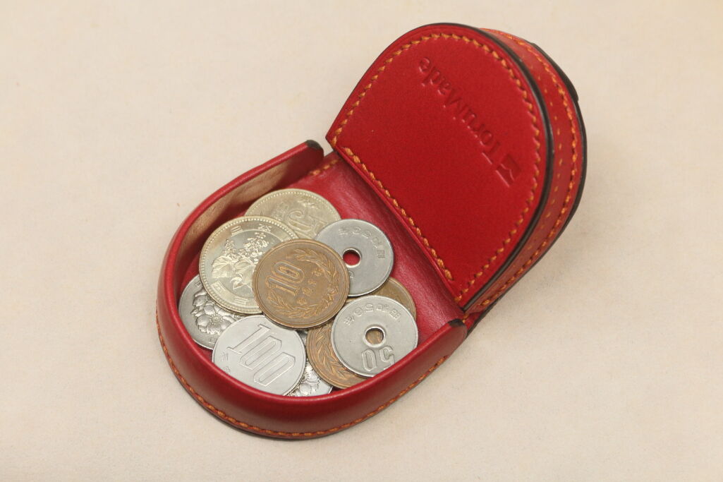 馬蹄型コインケース【小型】 レッド／レッド／柿色 | 革細工工房 ToruMade