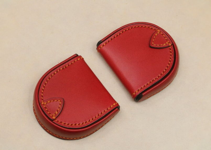 馬蹄型コインケース【小型】 レッド／レッド／柿色 | 革細工工房 ToruMade