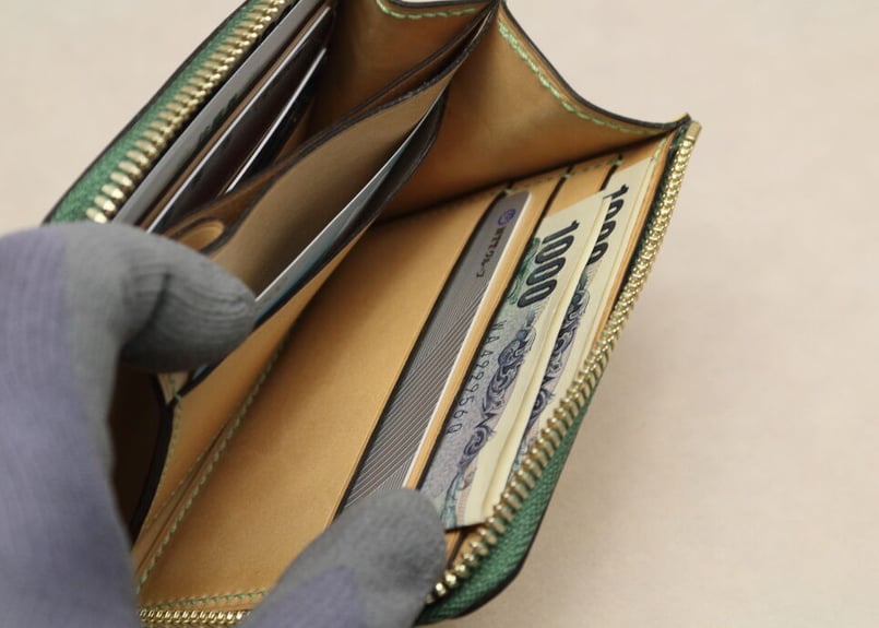 訳あり イタリアンレザー使用 L字型ファスナー財布 ブラウン （L型  