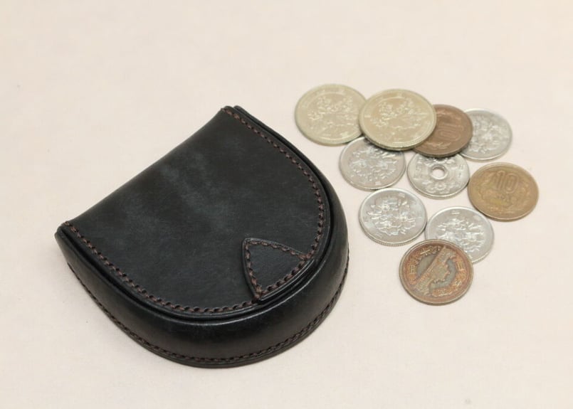 馬蹄型コインケース ブラック／ブラック／焦げ茶 | 革細工工房