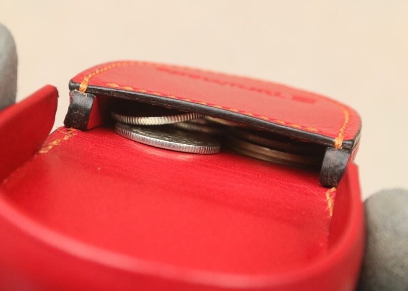馬蹄型コインケース【小型】 レッド／レッド／柿色 | 革細工工房 ToruMade