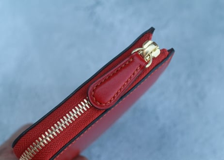 L型ファスナー財布《シンプル》　レッド／レッド／柿色