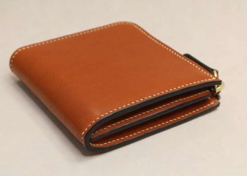 # ブラウンレザー ジッパー財布 ブラウンレザー ジッパー財布 訳あり・値引】L型ファスナー財布