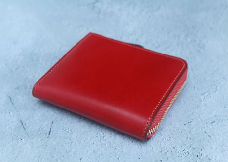 L型ファスナー財布《シンプル》　レッド／レッド／柿色