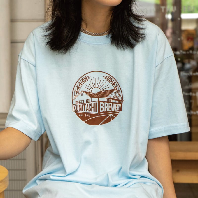 T-SHIRT 「くにぶるロゴ」 ライトブルー×ピーコックブルー | KUNITACHI