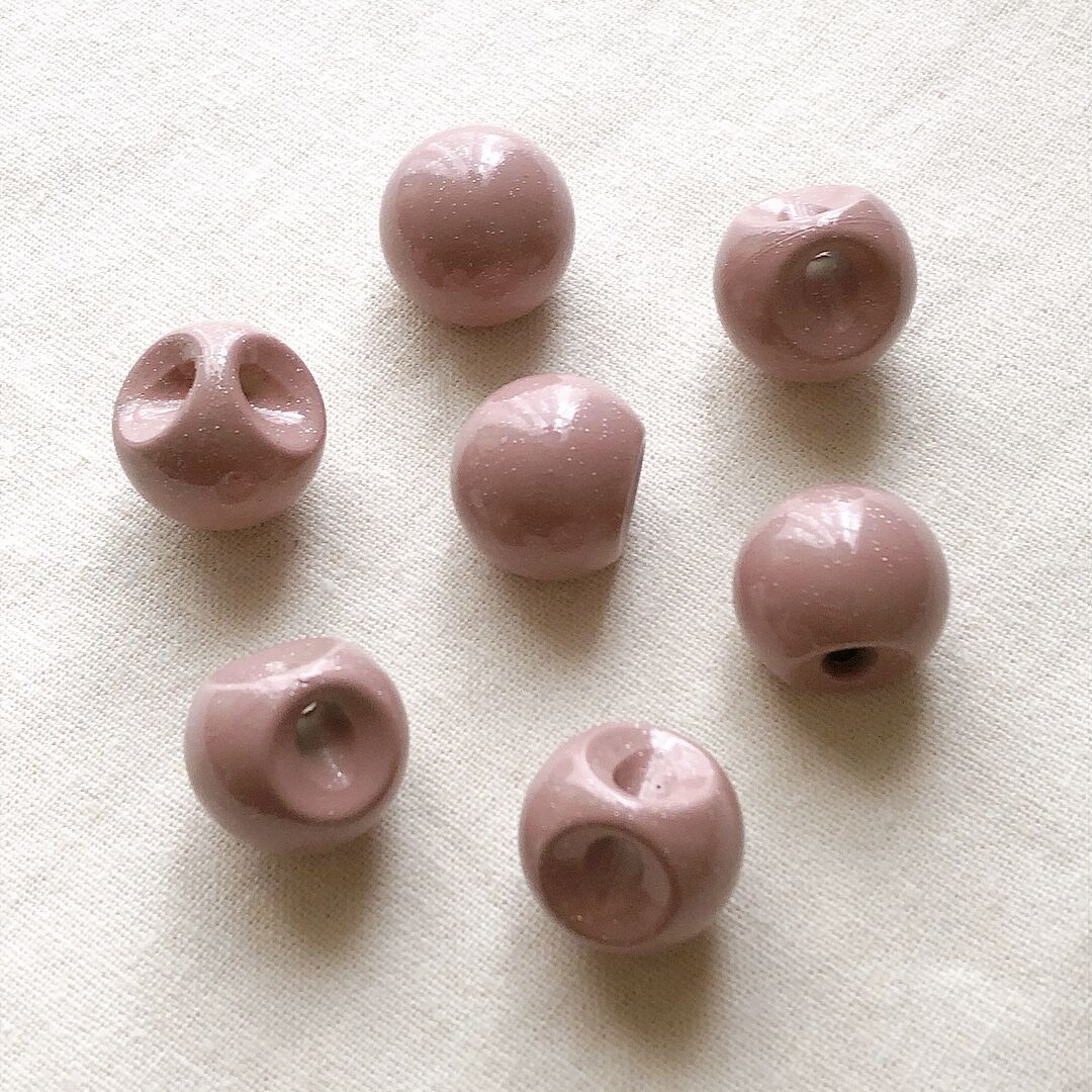 ラメピンク端穴ビーズ 20mm | Mercerie Factory