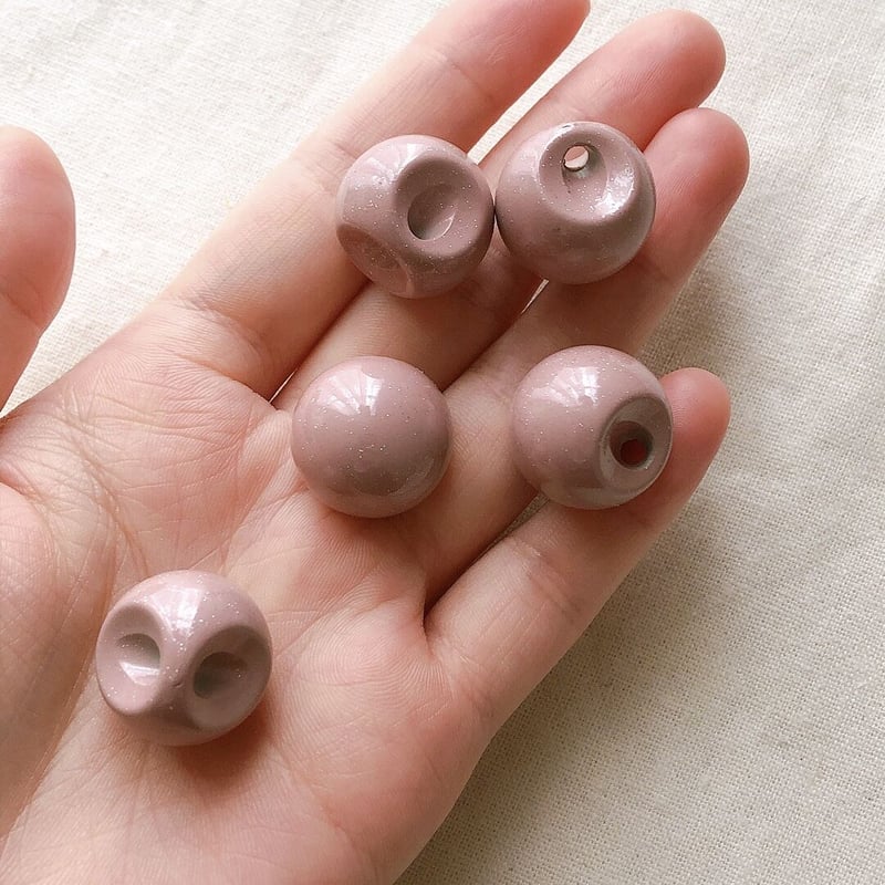 ラメピンク端穴ビーズ 20mm | Mercerie Factory