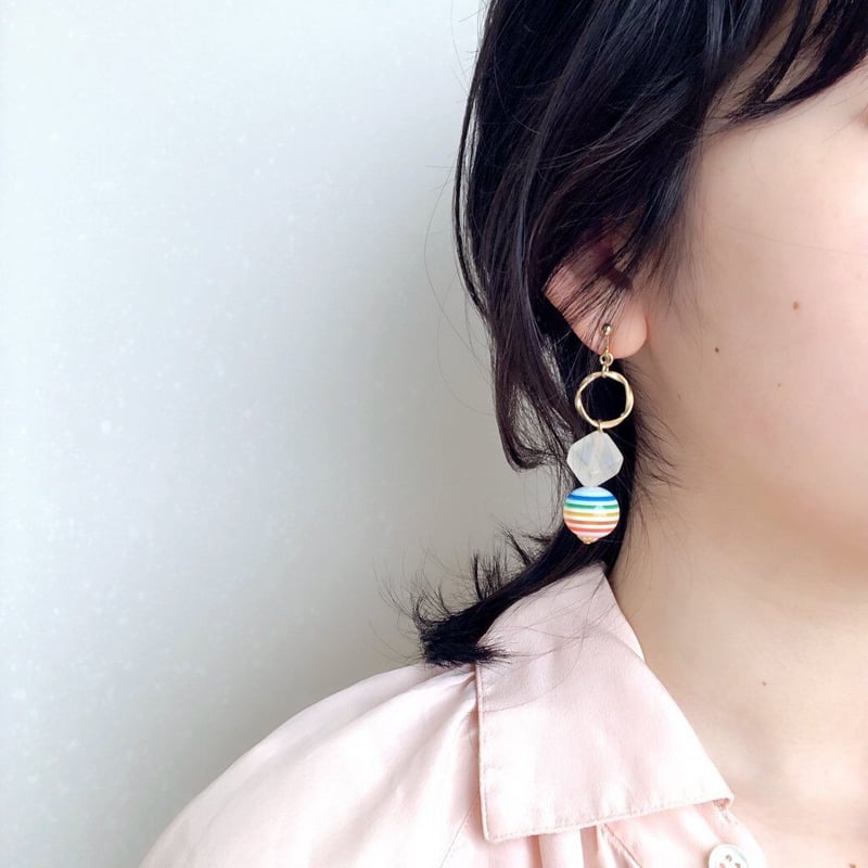 ボーダーレインボービーズ 16mm | Mercerie Factory