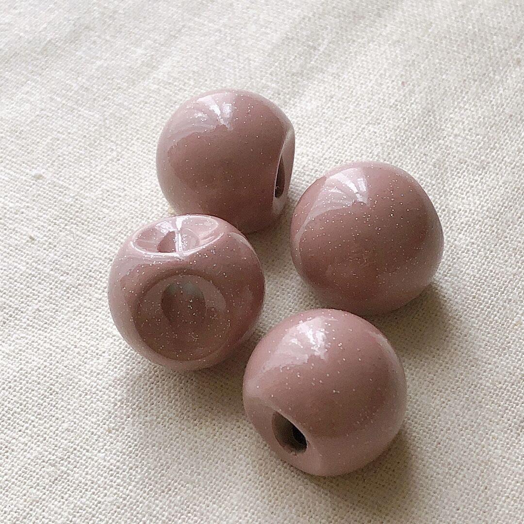 ラメピンク端穴ビーズ 20mm | Mercerie Factory