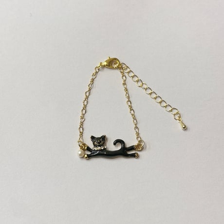 お転婆ネコのチェーンブレスレット 【ブラック】