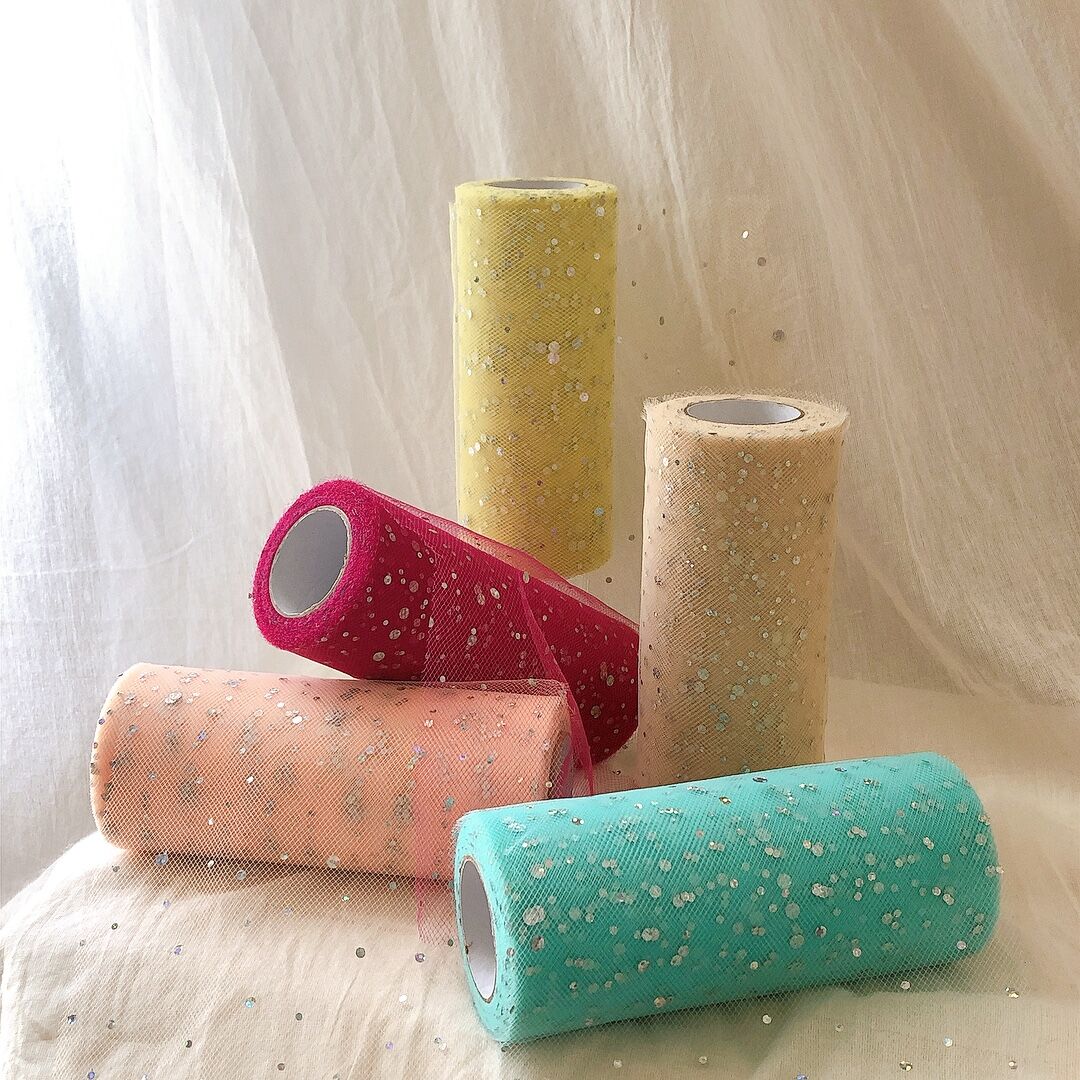 水玉ラメチュールリボン1m(ベージュ) 幅15cm | Mercerie Factory