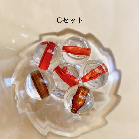 色引きクリアビーズセット(6個) 12mm