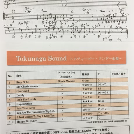 クロマチックハーモニカ 徳永延生　​楽譜集　カラオケCD付属　スティビーワンダー楽譜集