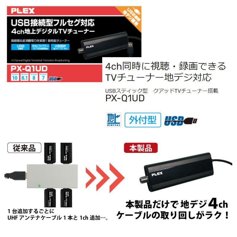 PLEX PX-Q1UD 4ch 地デジチューナ プレクス テレビチューナー 4