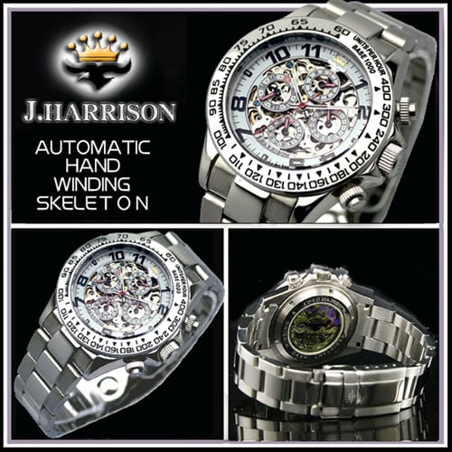 J.HARRISON 機械式多機能両面スケルトン時計 Amazon.co.jp: J.HARRISON（ジョンハリソン）多機能両面