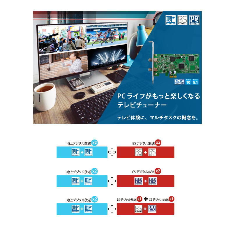 PLEX 4ch同時に視聴・録画できる TVチューナー 地デジ・BS・CSに