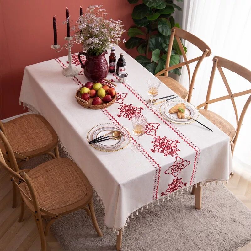 店舗限定品 * linen table cloth ❀ テーブルクロス ホワイト刺しゅう