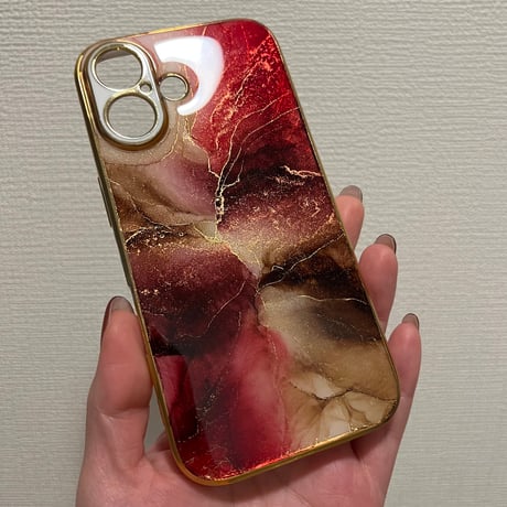 ワインレッド　大理石 iPhone ケース