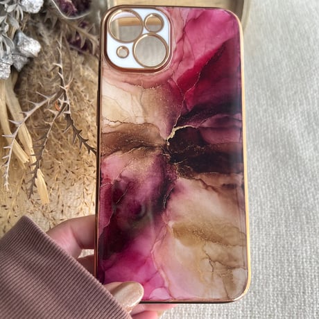 ワインレッド　大理石 iPhone ケース