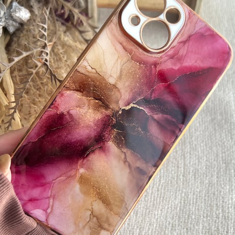 ワインレッド　大理石 iPhone ケース