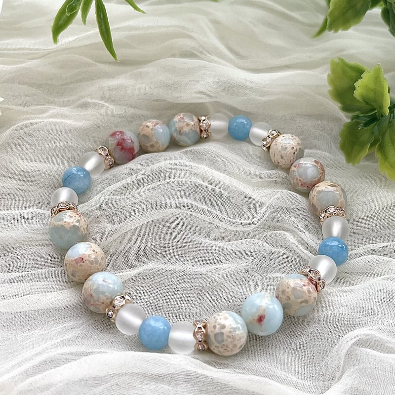 金山★人間関係に恵まれ敵を作らず仲間を増やすオルゴブレスレット 復縁/恋敵に勝つ/金運アップ】ほぼ全玉光るラブラドライト7.5mm