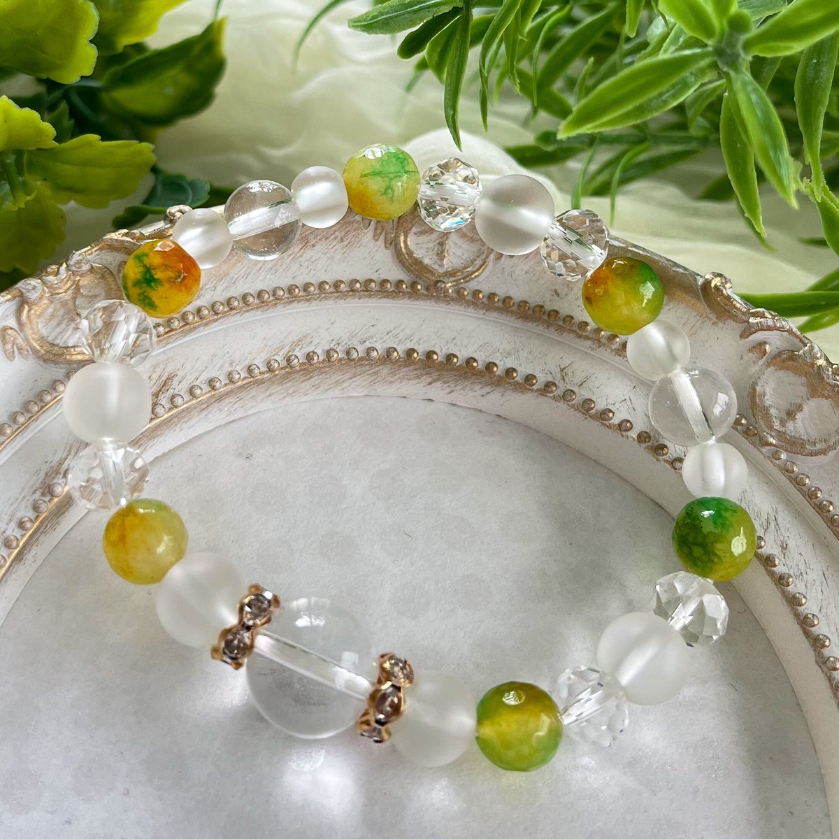 調和・浄化】キャンディジェイドと水晶のブレスレット | yellow sun 