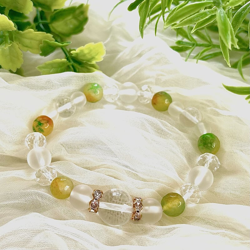 調和・浄化】キャンディジェイドと水晶のブレスレット | yellow sun 