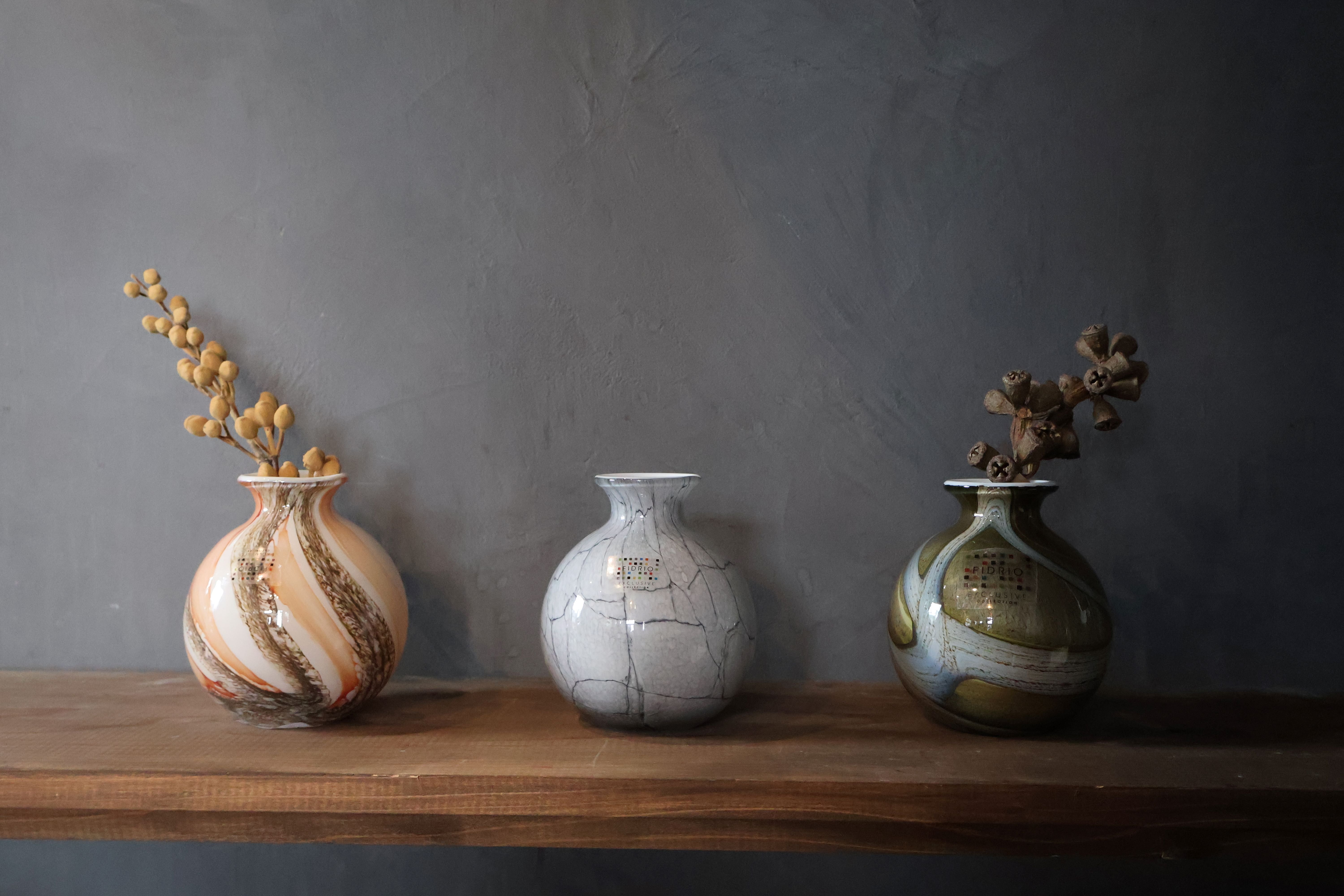 FIDRIO-Bolvase with neck CEMENT- | FLOWER&ANTIQ