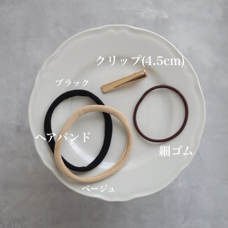【ヘアバンド/クリップ/細ゴム】ベルベット×レースリボン