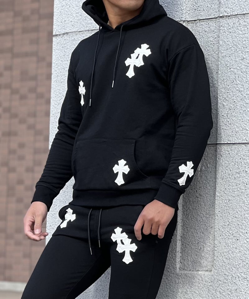 【DayGLORY】プレートパーカー上下セットアップ ブラック XLサイズ DGLR クロスパッチSWパーカー | Select Shop K's OCEAN メンズ レ