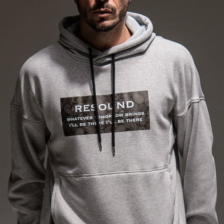 RESOUND CLOTHING- リサウンドクロージング　BOX ROGO Boa fleece loose hoodie　GREY