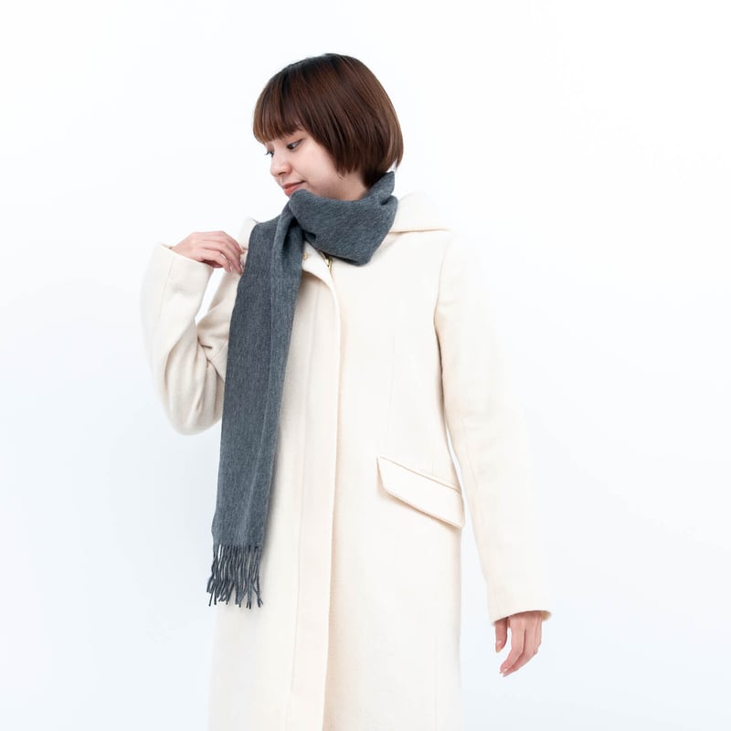 カシミヤブレンド無地マフラー/チャコールグレー | fula-cashmere