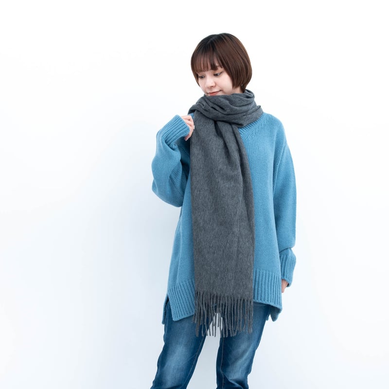 カシミヤ ブレンドストール/チャコールグレー | fula-cashmere